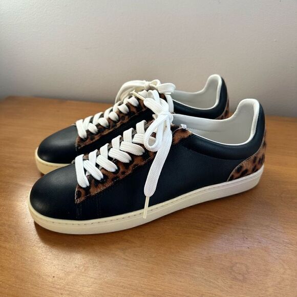 Stuart Weitzman Women’s Livvy Black And Leopard Low Top Lace Up Sneaker - Picture 16 of 16